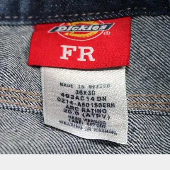 Dickies Jeans Sz 36x30 Work Flame Retardant Reflective Strip on Leg Safety Pants - Picture 5 of 9